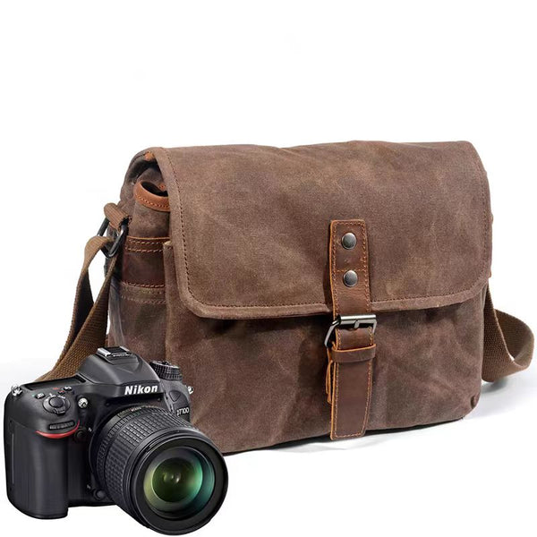 Waxed Canvas Camera Messenger Bag Men Women