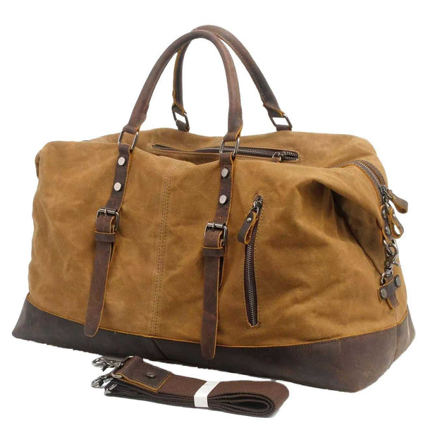 Large Waxed Canvas Weekender Duffle Bag Travel Mens