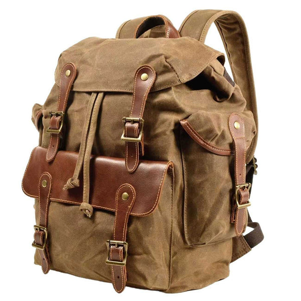 Large Waxed Canvas Vintage Backpack