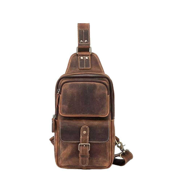 Leather Crossbody Bags for Men Sling Backpack